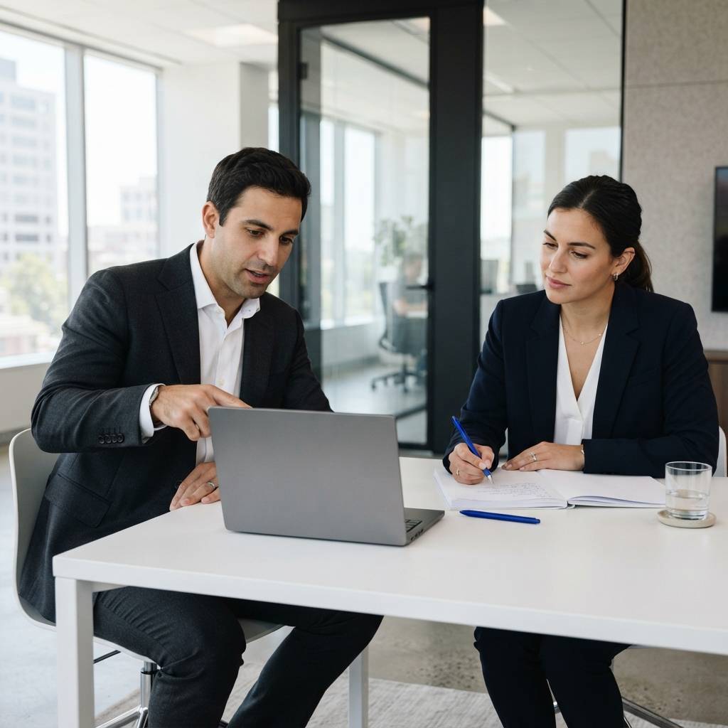 B2B professionals in a strategic marketing meeting
