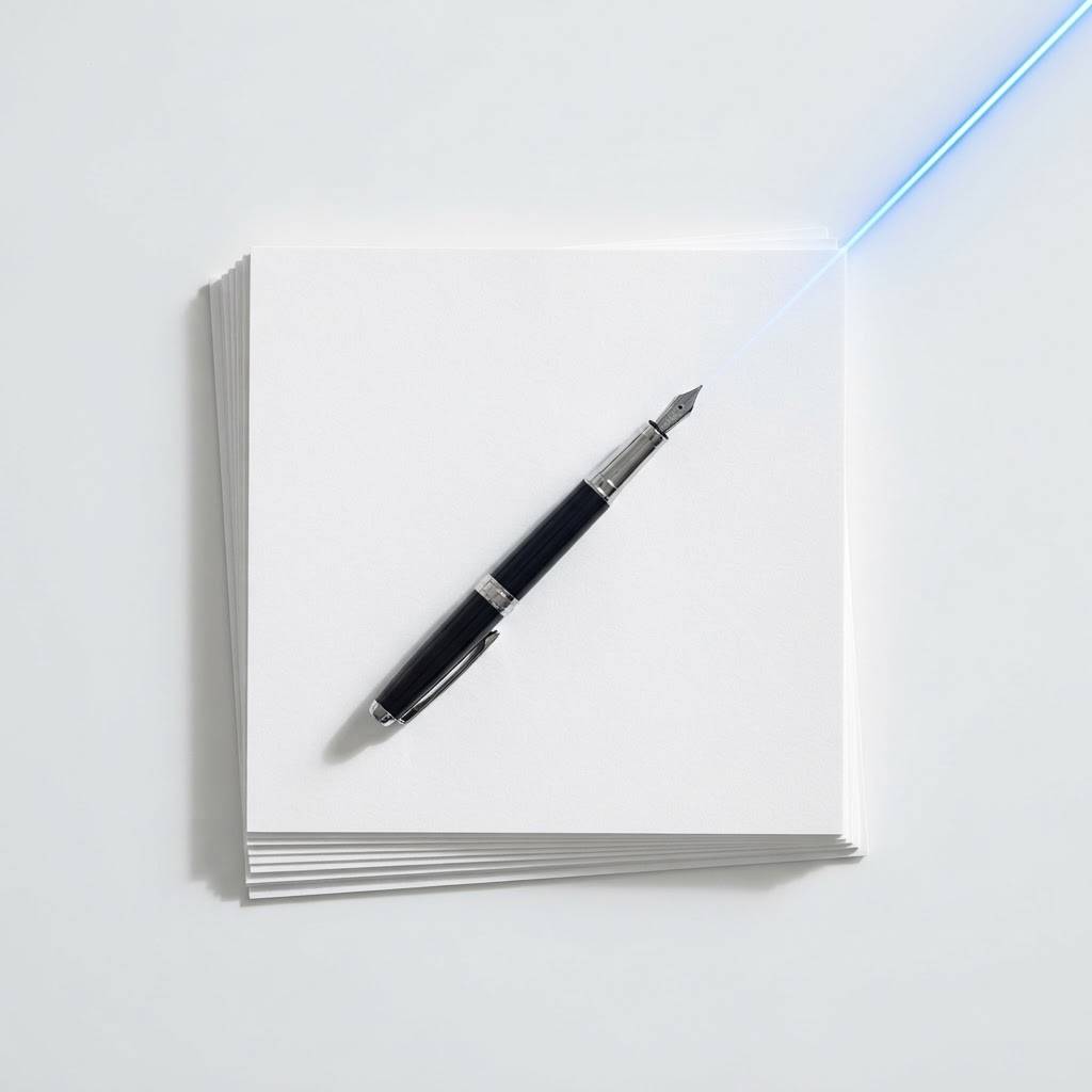 Professional fountain pen on clean white architectural paper