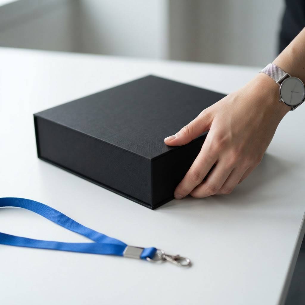 Professional hands organizing archival materials on a white surface