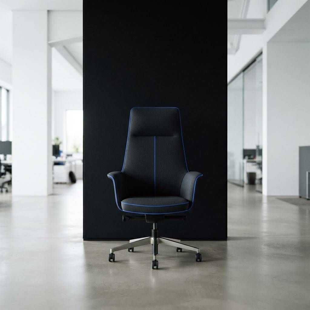 Modern office chair with blue accent trim