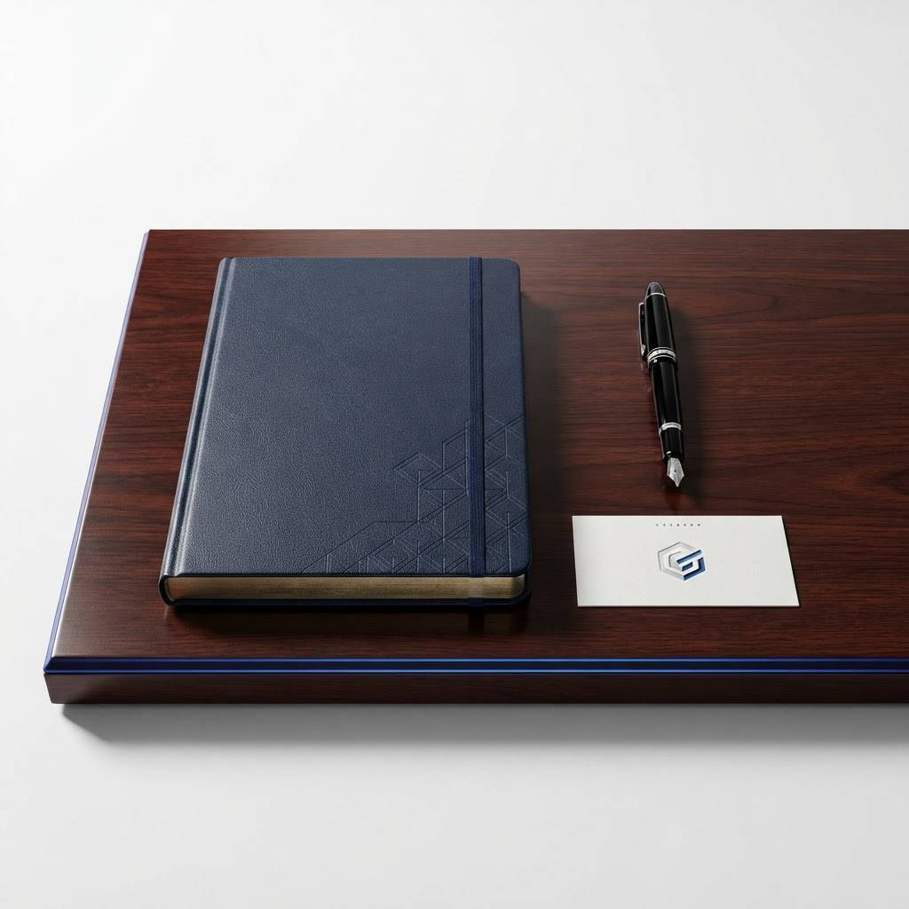 Professional networking assets on a clean workspace