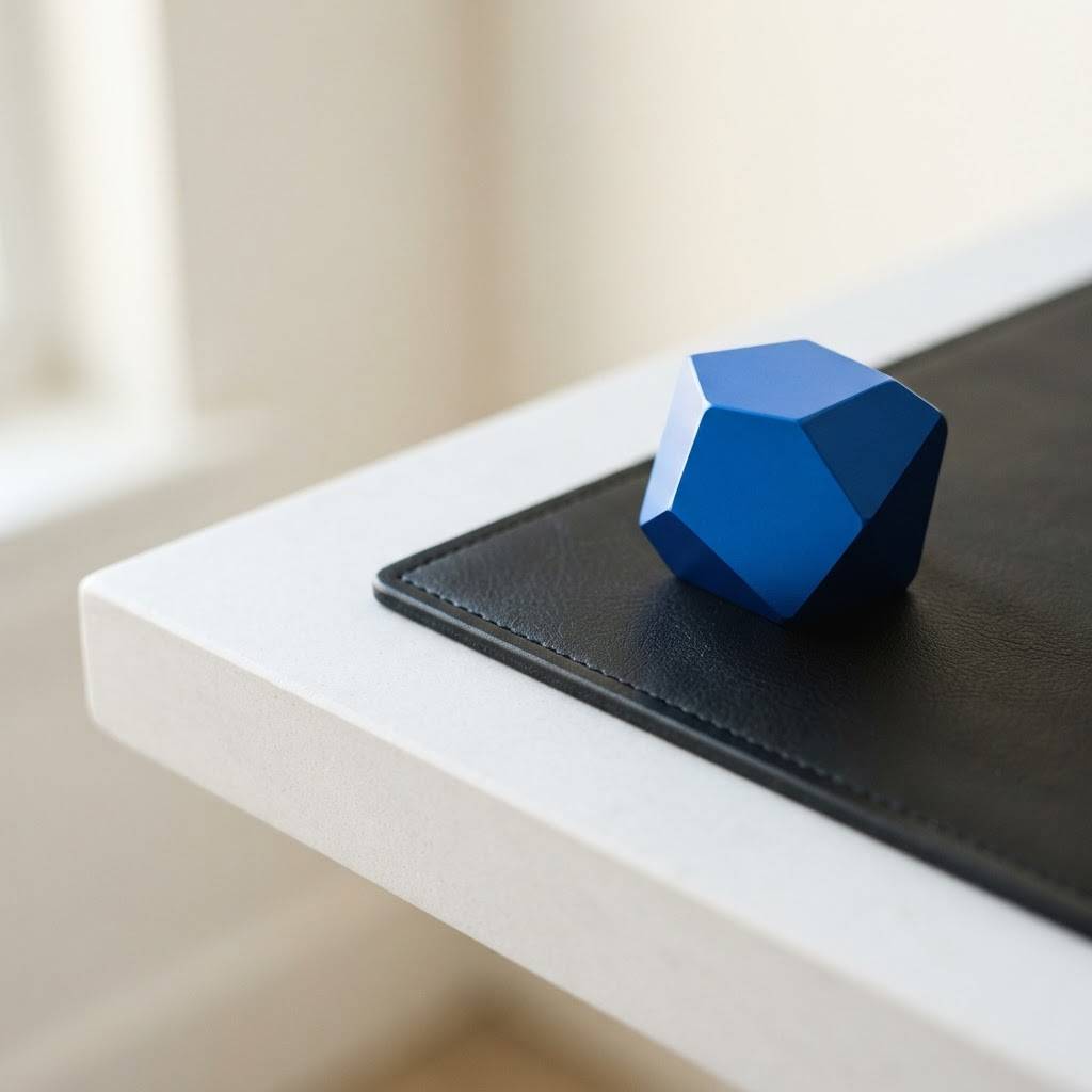Minimalist desk setup with a single blue accent