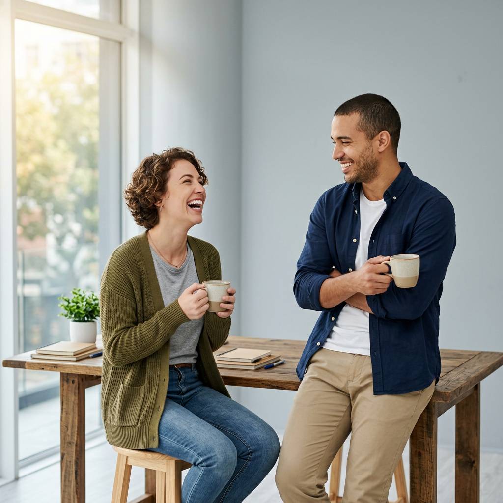 Two team members laughing together, relaxed workspace.jpg
