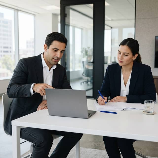 B2B professionals in a strategic marketing meeting