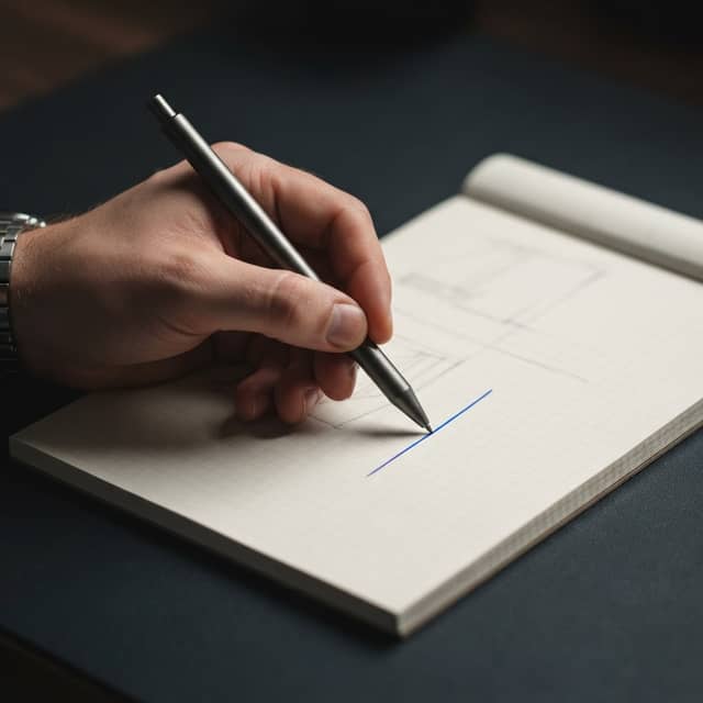 Professional strategist making a decision on a clean notepad