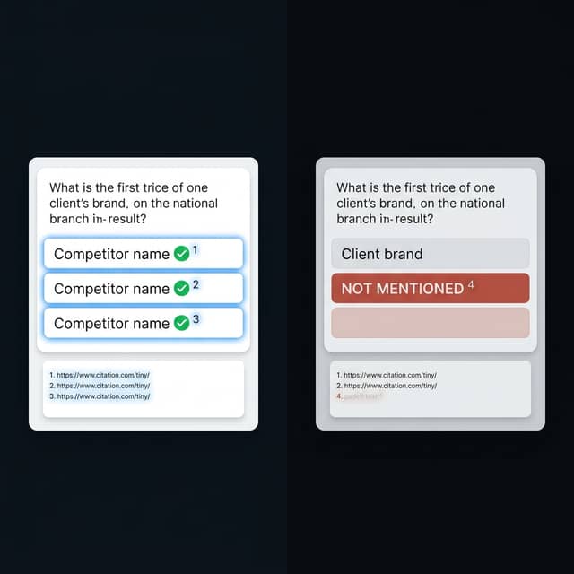 Competitor cited in AI answer, client brand absent