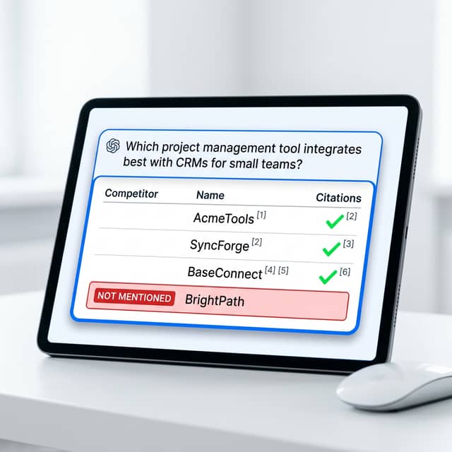 AI answer engine showing cited competitors, brand absent