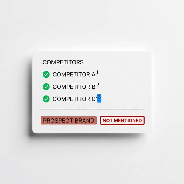 AI answer card showing competitors cited and brand absent