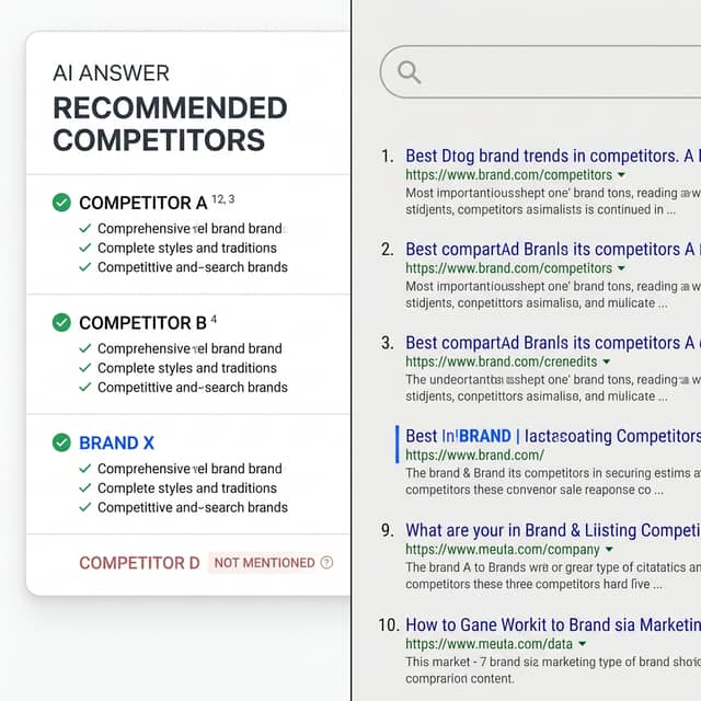 AI answer card versus Google search comparison