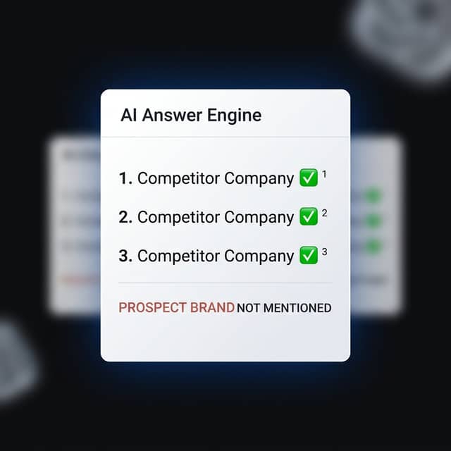 AI answer engine showing competitors cited, prospect absent