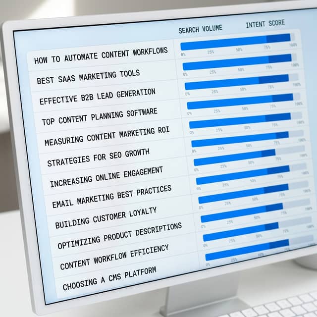 Buyer question research matrix with search intent data