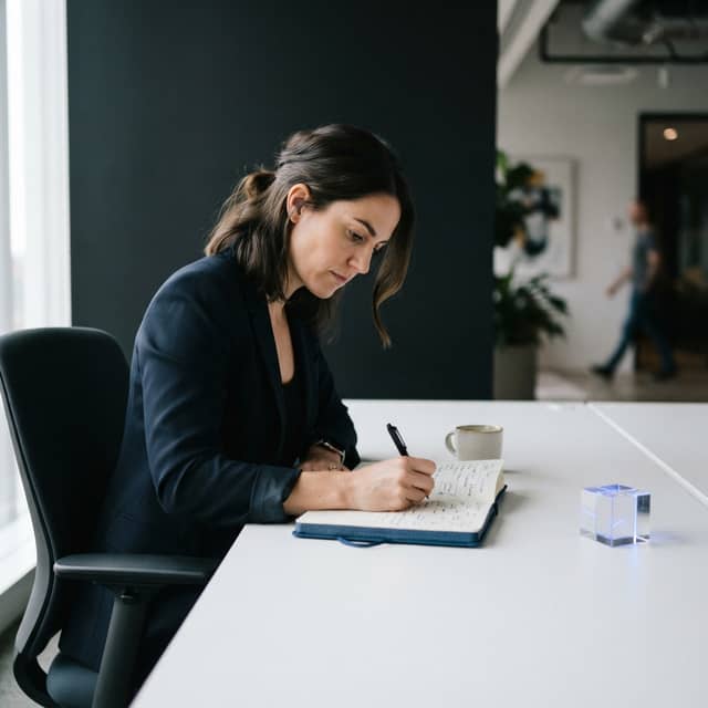 SaaS founder planning strategy in a modern office