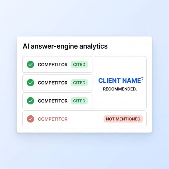 AI answer engine showing cited competitors and missing brand