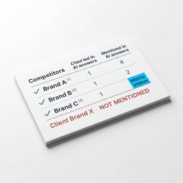 Dashboard showing cited competitors versus absent brand