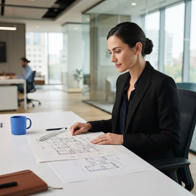 Professional reviewing strategy in a clean office space