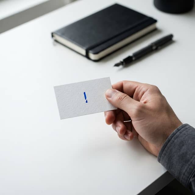Professional business card on a clean minimalist desk
