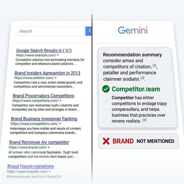 Google search versus Gemini citation visibility gap