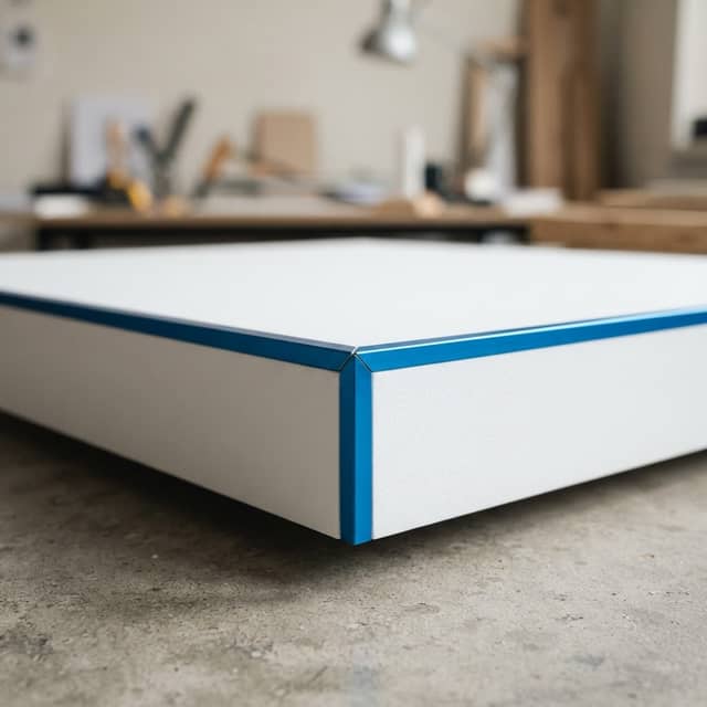 Minimalist architectural texture with a blue accent edge
