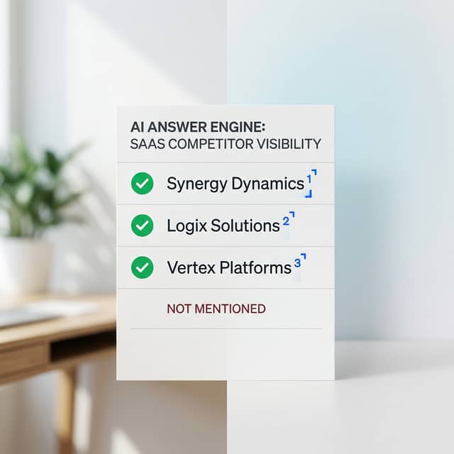 AI answer engine card showing cited competitors and absent brand