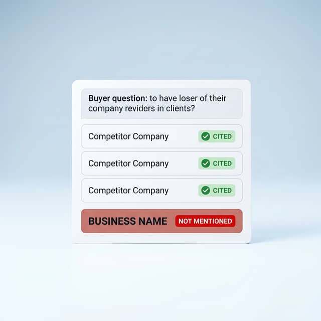 AI answer card showing competitors cited, brand absent