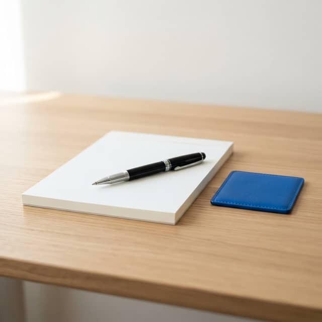 Minimalist desk space for strategy planning