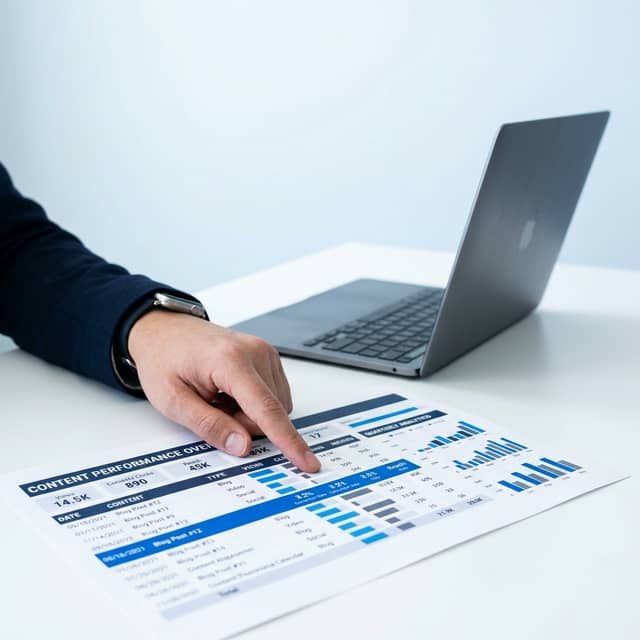 Founder reviewing managed content performance dashboard