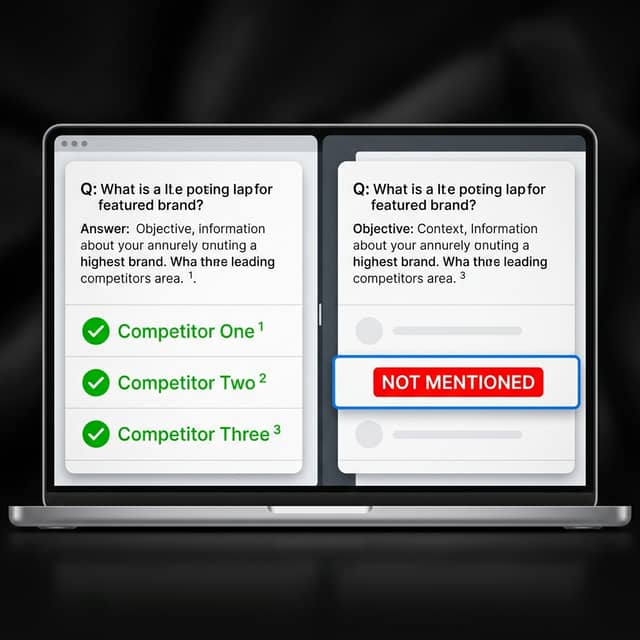 AI answer engine comparison showing cited competitors versus missing brand