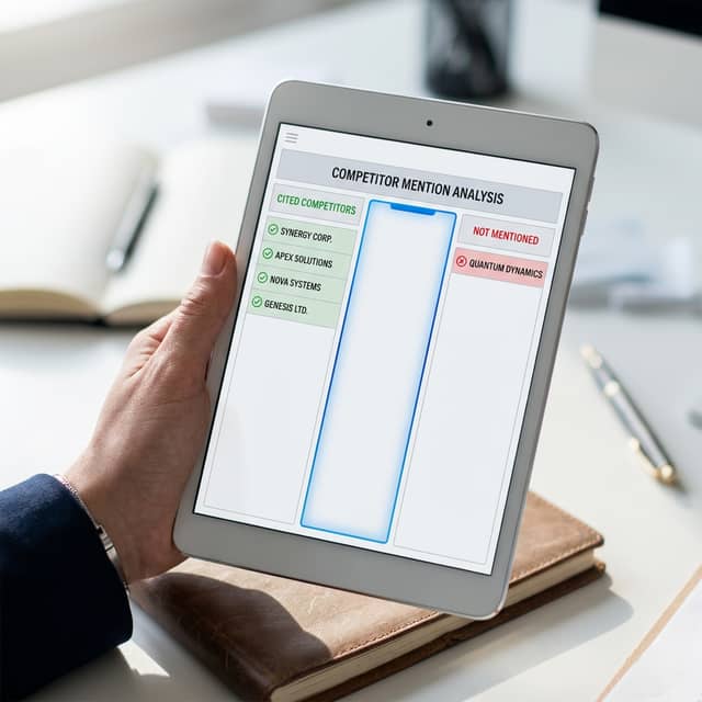 Tablet showing competitor citations versus brand absence
