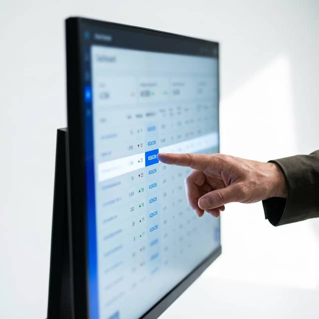 Hand pointing to ranking metric on dashboard