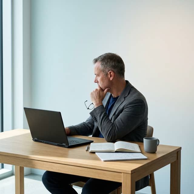 Founder analyzing SEO ranking signals at desk