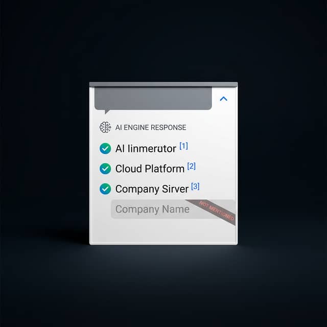 AI answer engine showing cited competitors with red not-mentioned label