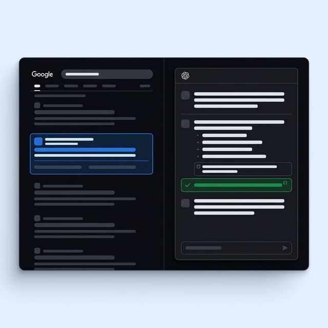 Google search result paired with AI answer engine citation