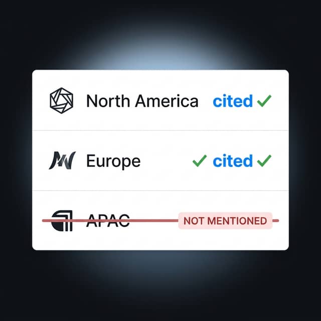 Answer engine card showing regional citation gaps