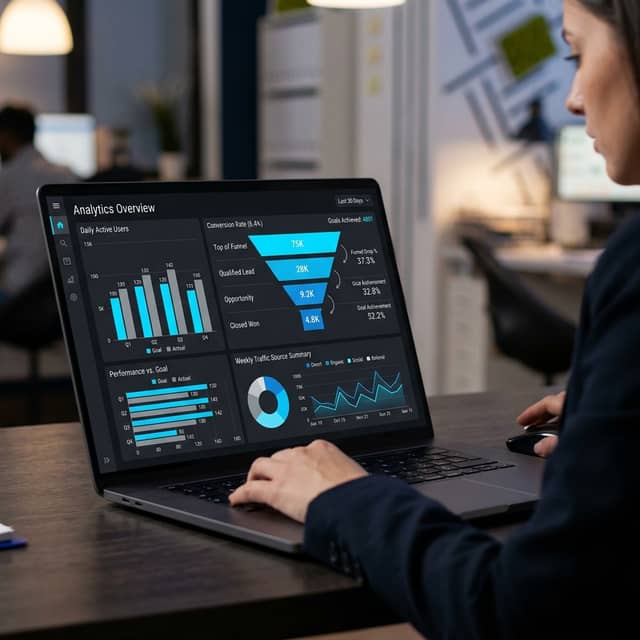 Analytics dashboard showing B2B SaaS conversion funnel