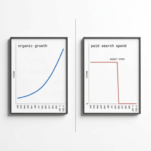 Organic growth curve versus paid spend cliff comparison