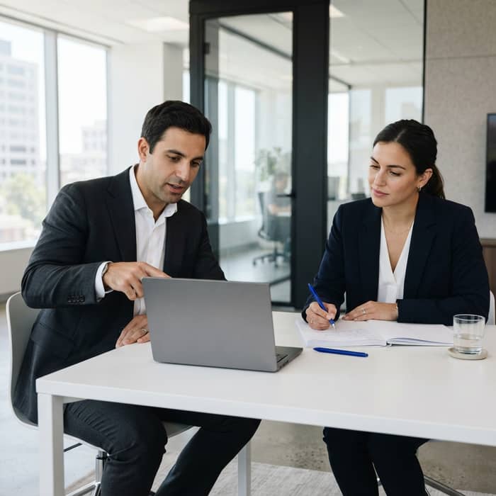 B2B professionals in a strategic marketing meeting