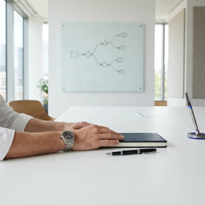 Professional desk setup during a strategy session