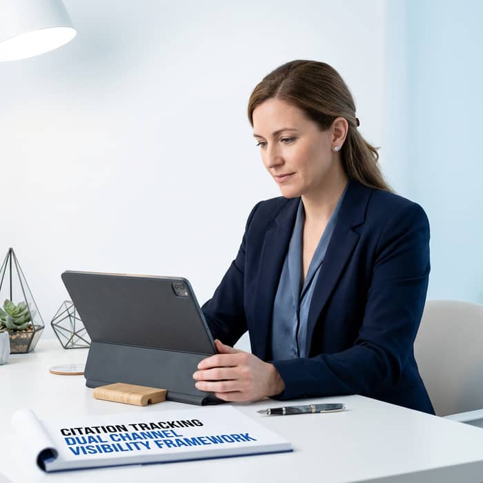 SaaS leader reviewing dual-channel content optimization strategy
